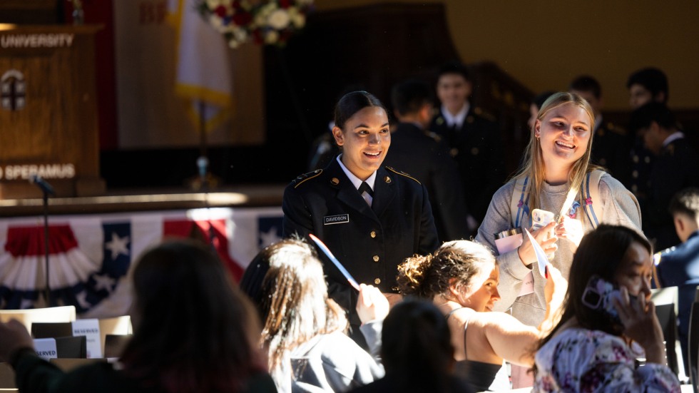 ROTC cadet and student attend Vets Day ceremony