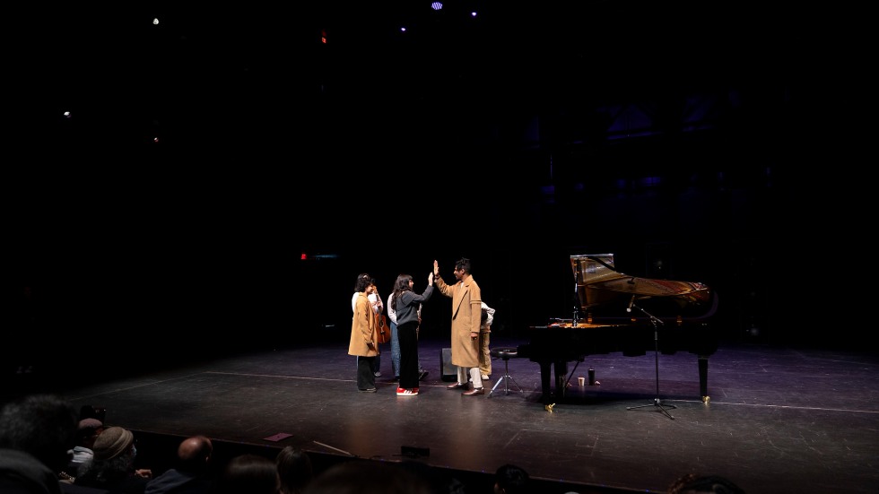Students meeting Jon Batiste