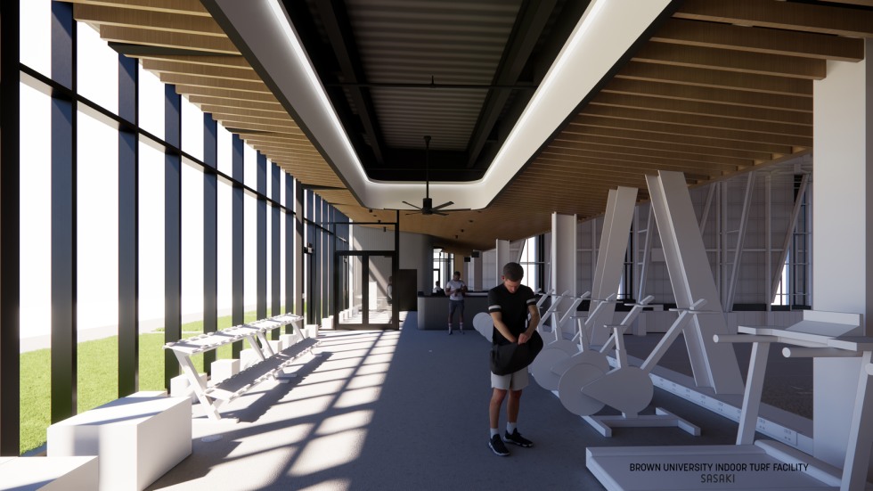 rendering of indoor turf facility strength and conditioning section